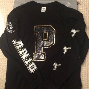 Pink Long Sleeve Tee with Sequins Size L